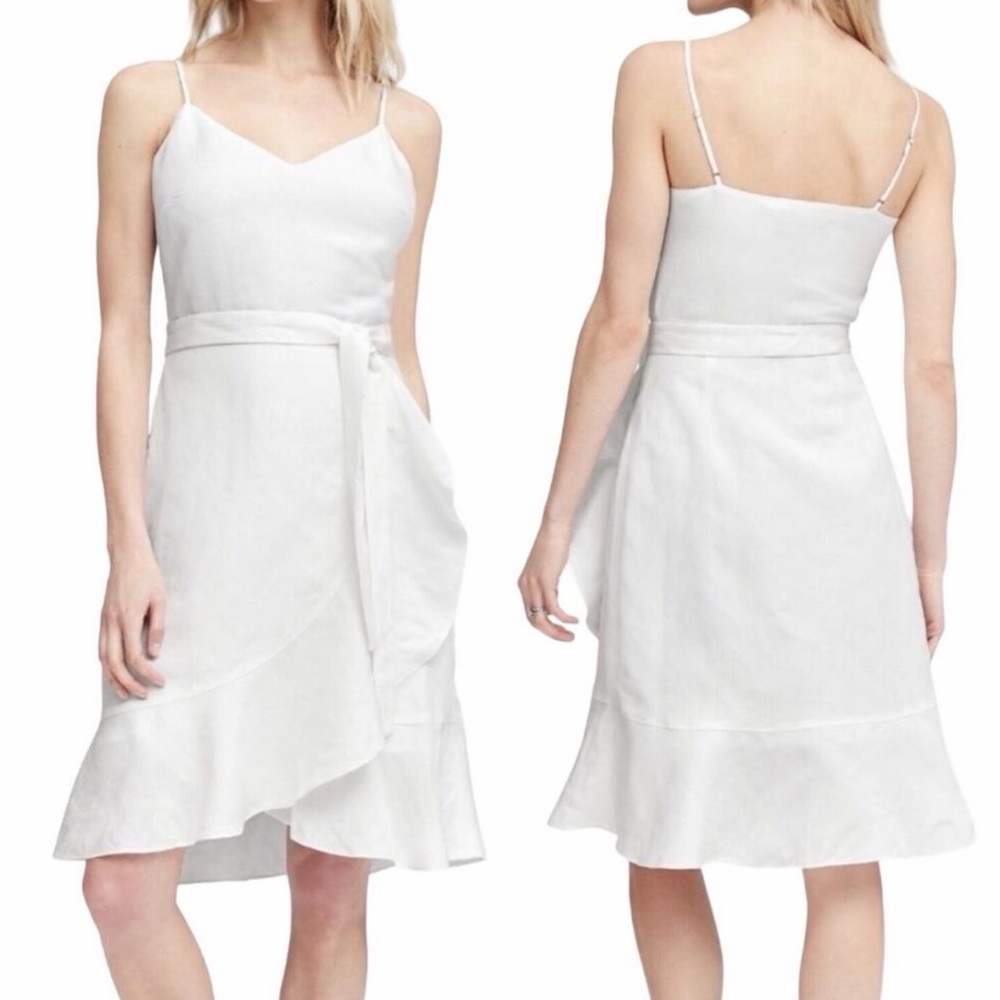 Banana Republic White Ruffle Wrap Dress Size 4